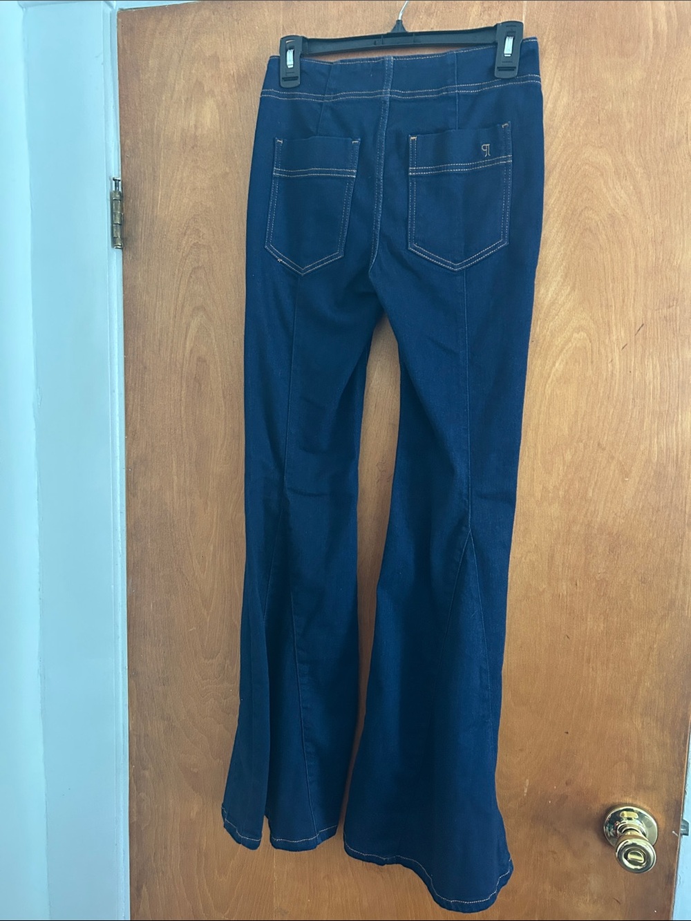 Anthropologie Pilcro Indigo Puddle Mid-Rise Flare Jeans with Contrast Stitching - Picture 11 of 14